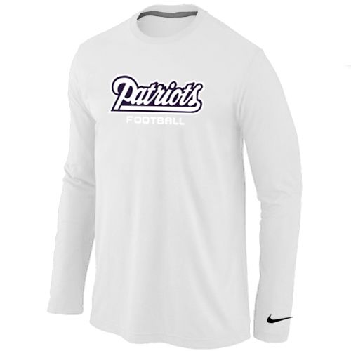 Nike New England Patriots Authentic Font Long Sleeve NFL T-Shirt - White